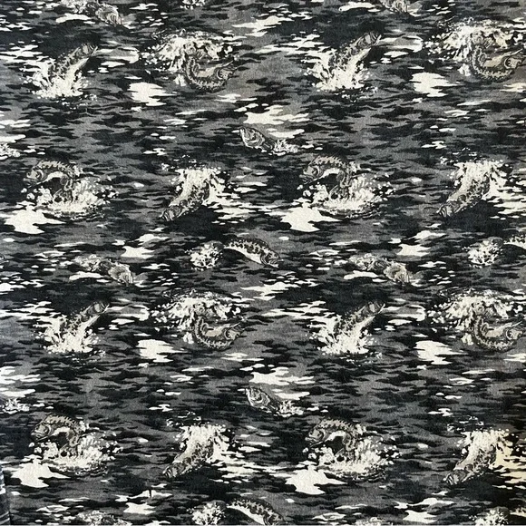 Columbia Fish Print Pajama Pants Men’s L Vintage Wide Leg Baggy Trout Loose Y2K - Picture 2 of 11